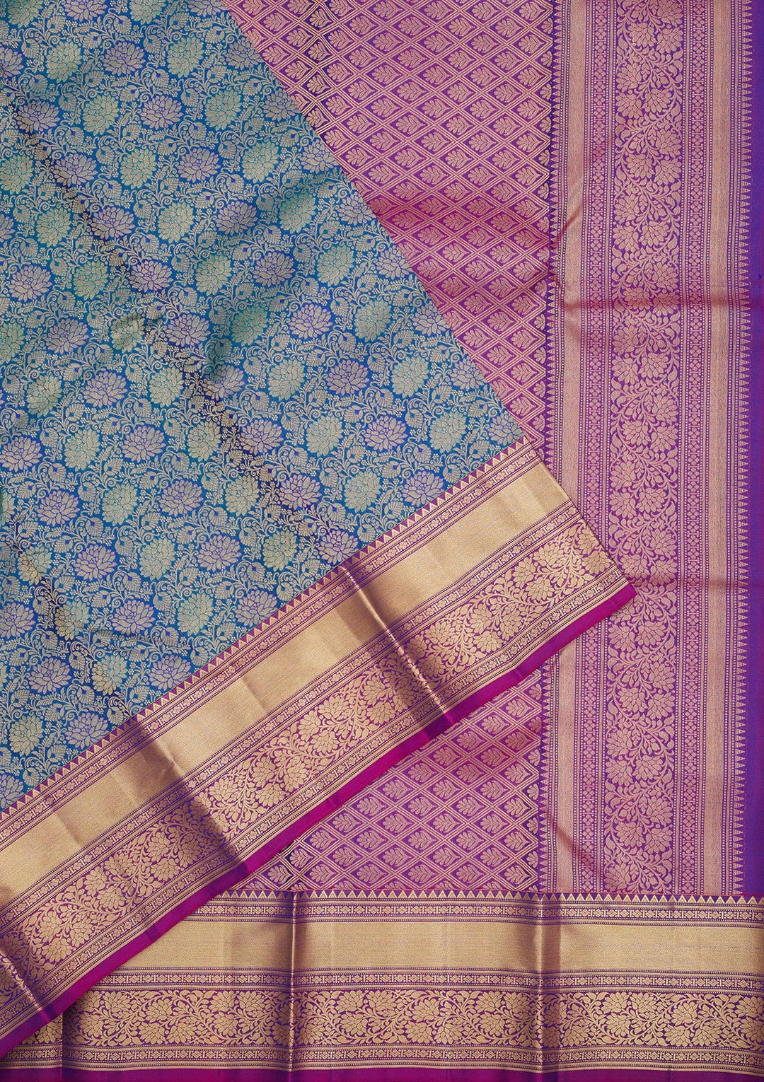 Royal Blue Zariwork Pure Silk Saree-Koskii