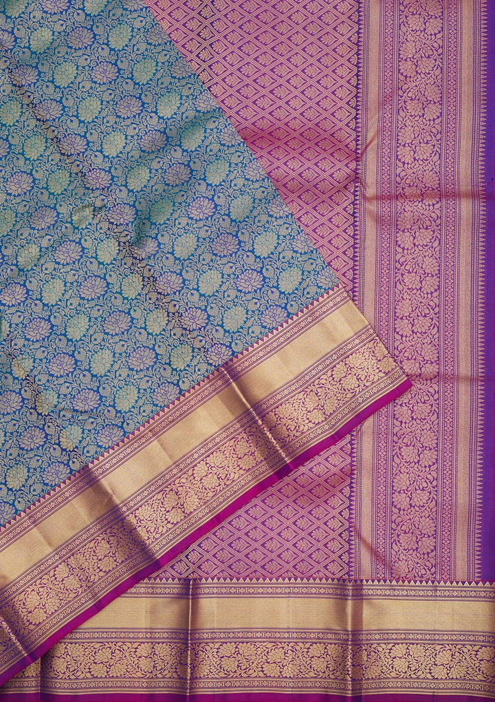 Royal Blue Zariwork Pure Silk Saree-Koskii