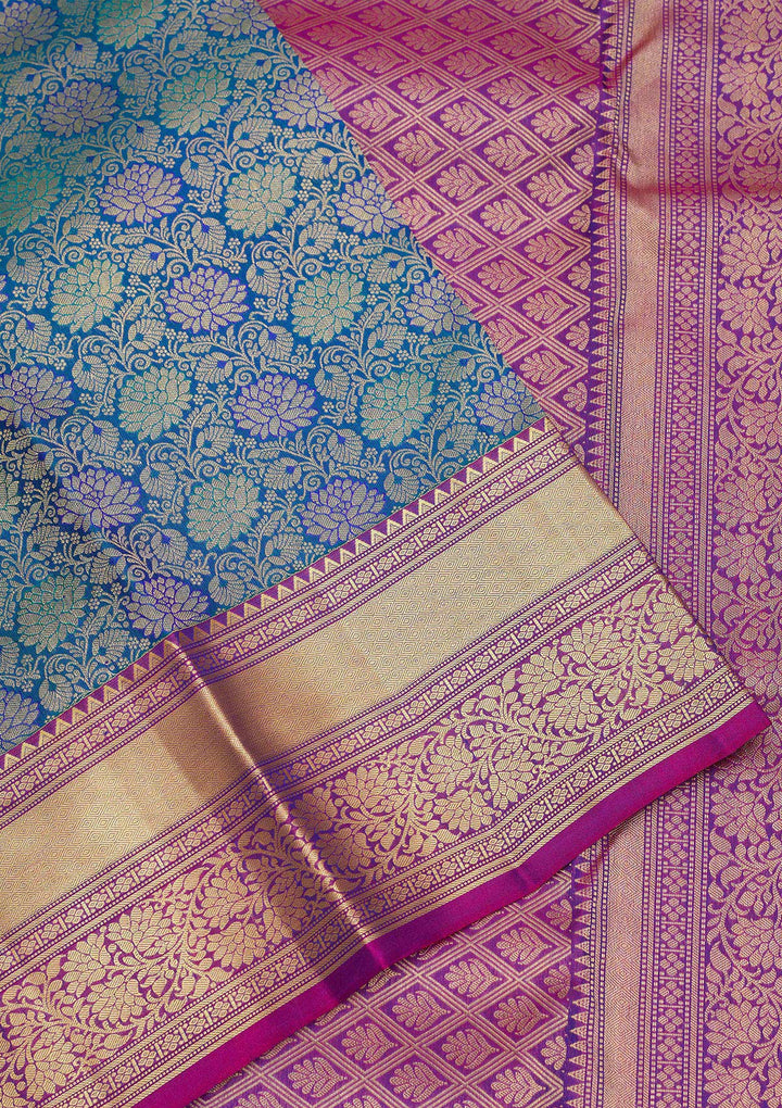Royal Blue Zariwork Pure Silk Saree-Koskii