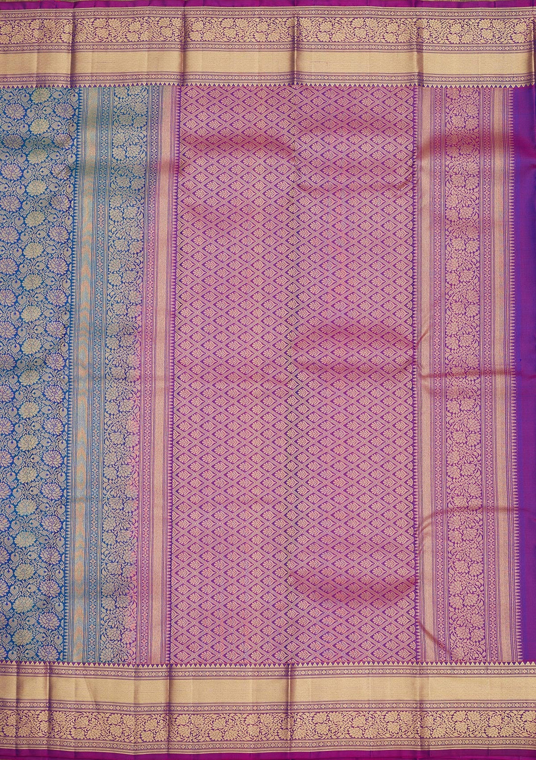 Royal Blue Zariwork Pure Silk Saree-Koskii