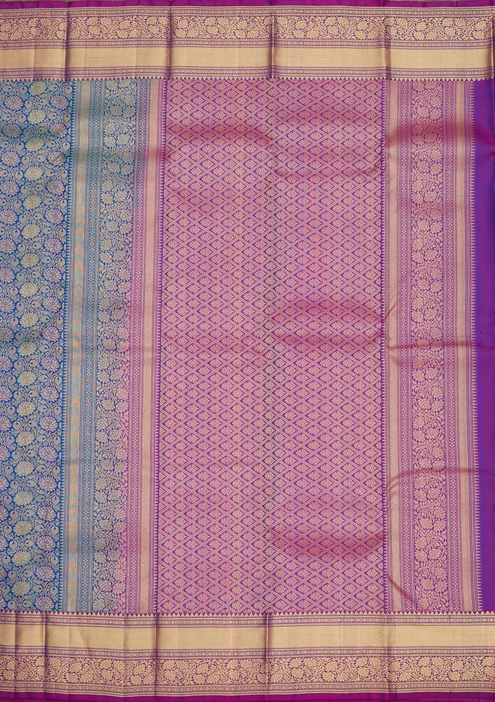 Royal Blue Zariwork Pure Silk Saree-Koskii