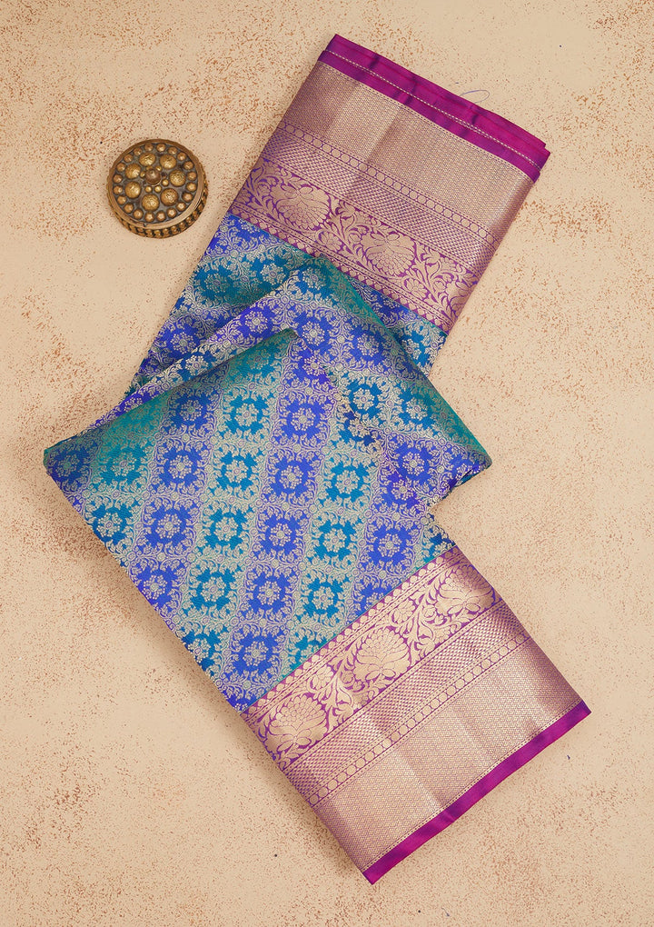 Royal Blue Zariwork Pure Silk Saree-Koskii