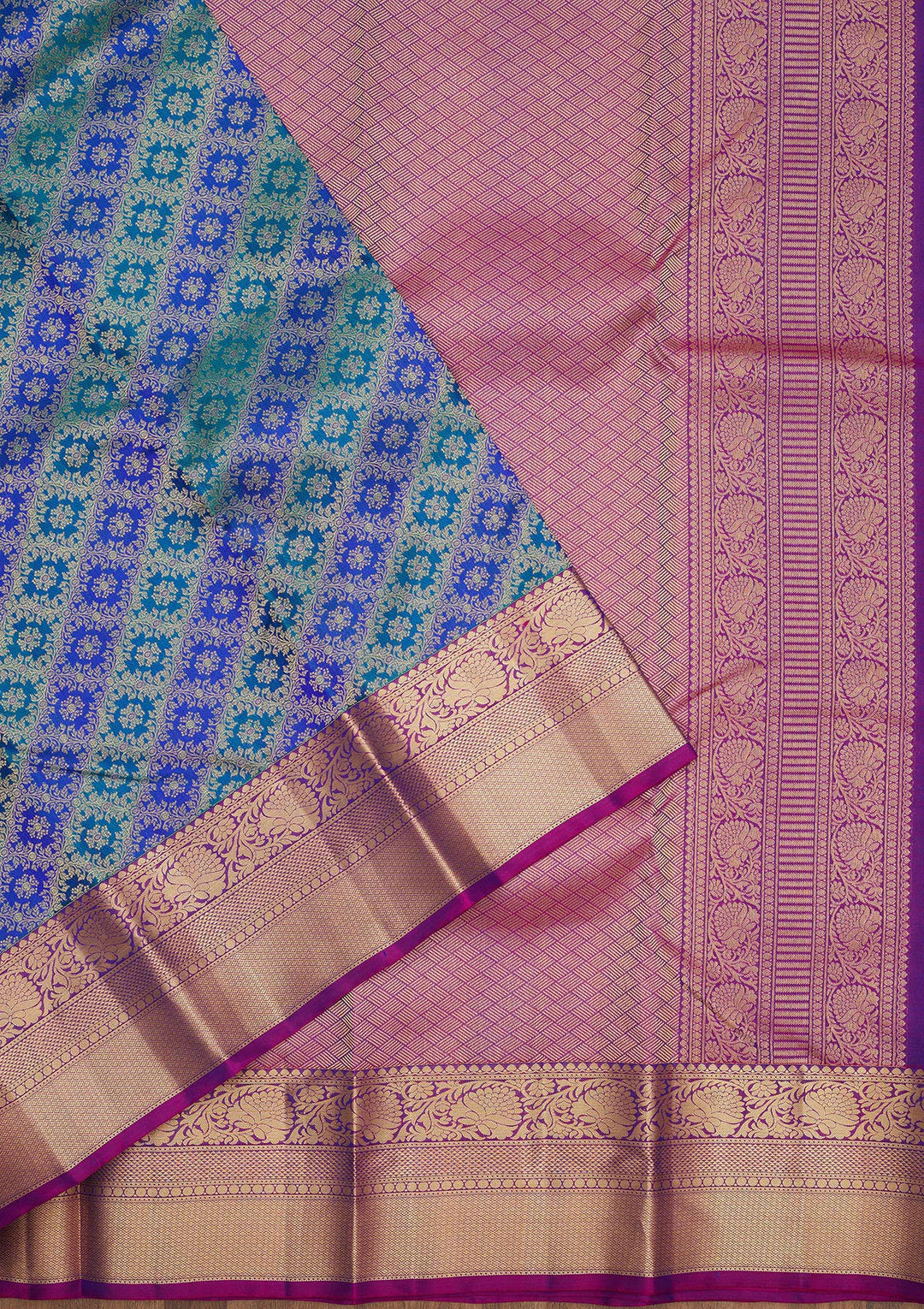 Royal Blue Zariwork Pure Silk Saree-Koskii