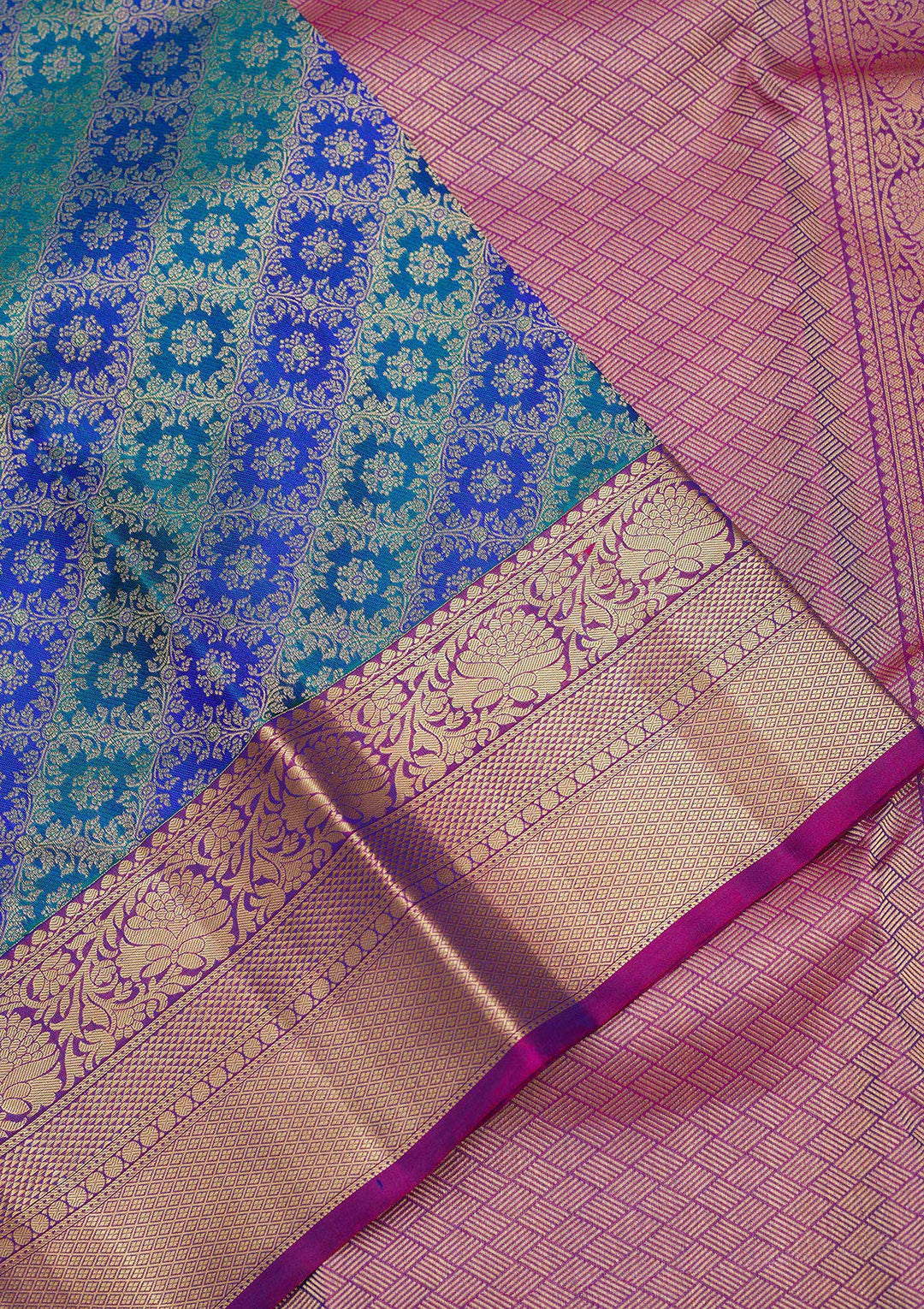 Royal Blue Zariwork Pure Silk Saree-Koskii