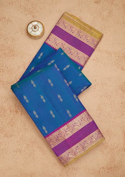 Royal Blue Zariwork Pure Silk Saree-Koskii