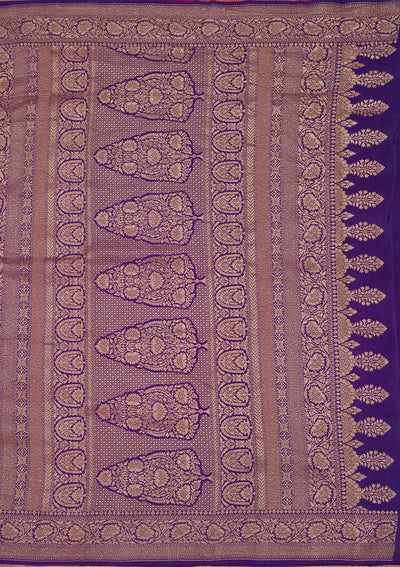 Royal Blue Zariwork Pure Silk Saree-Koskii