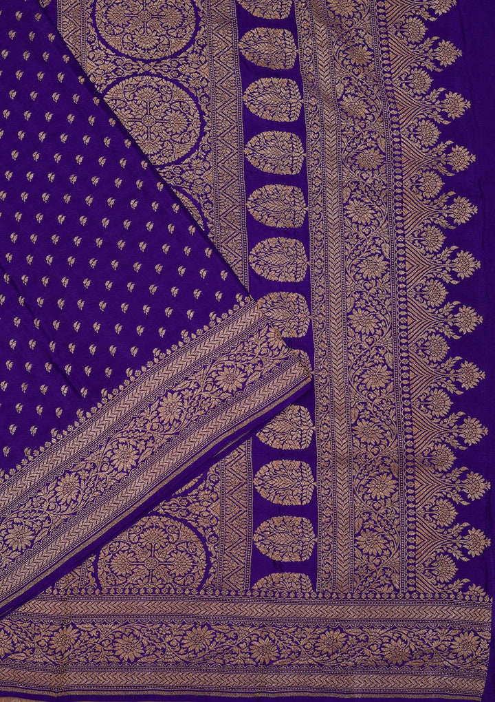 Royal Blue Zariwork Pure Silk Saree-Koskii
