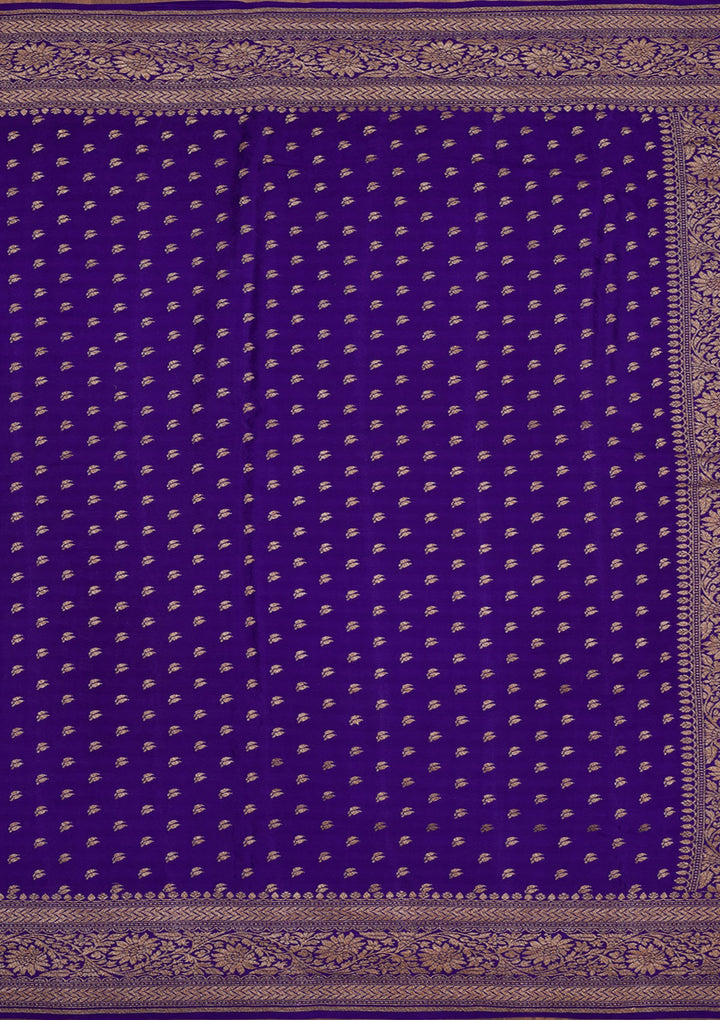 Royal Blue Zariwork Pure Silk Saree-Koskii