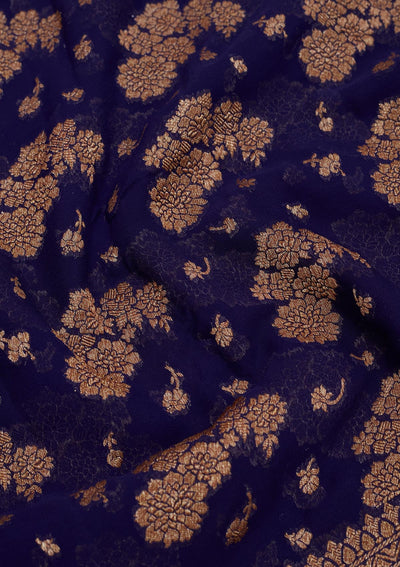 Royal Blue Zariwork Pure Silk Saree-Koskii