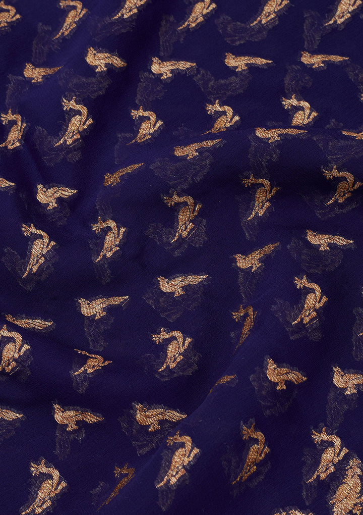 Royal Blue Zariwork Pure Silk Saree-Koskii