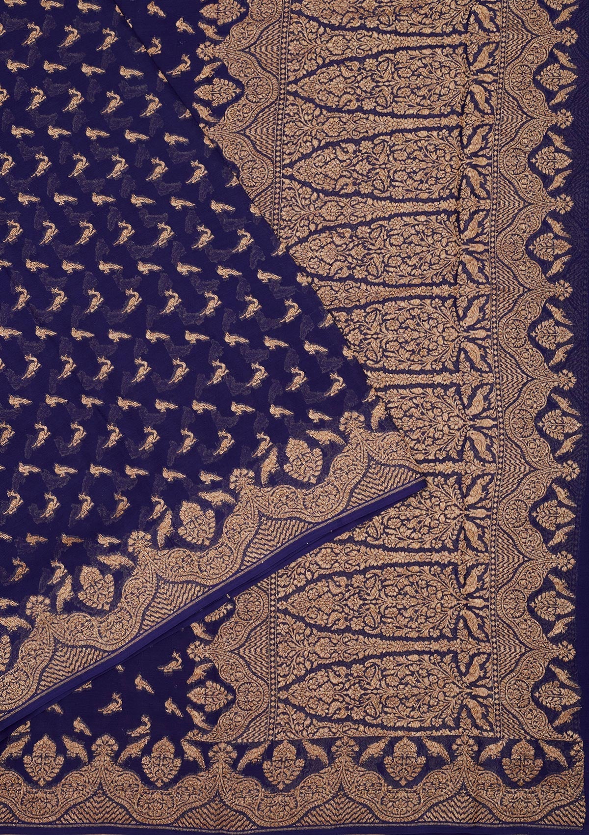 Royal Blue Zariwork Pure Silk Saree-Koskii