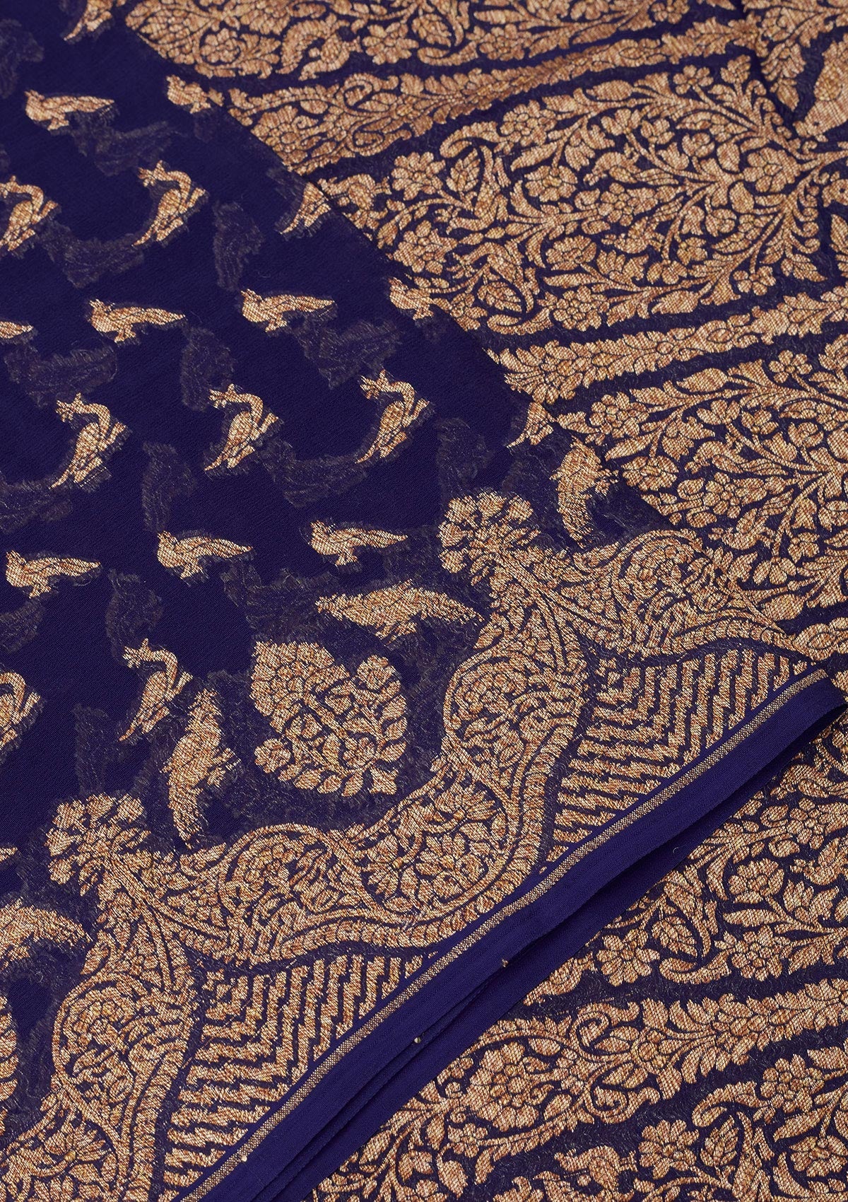 Royal Blue Zariwork Pure Silk Saree-Koskii