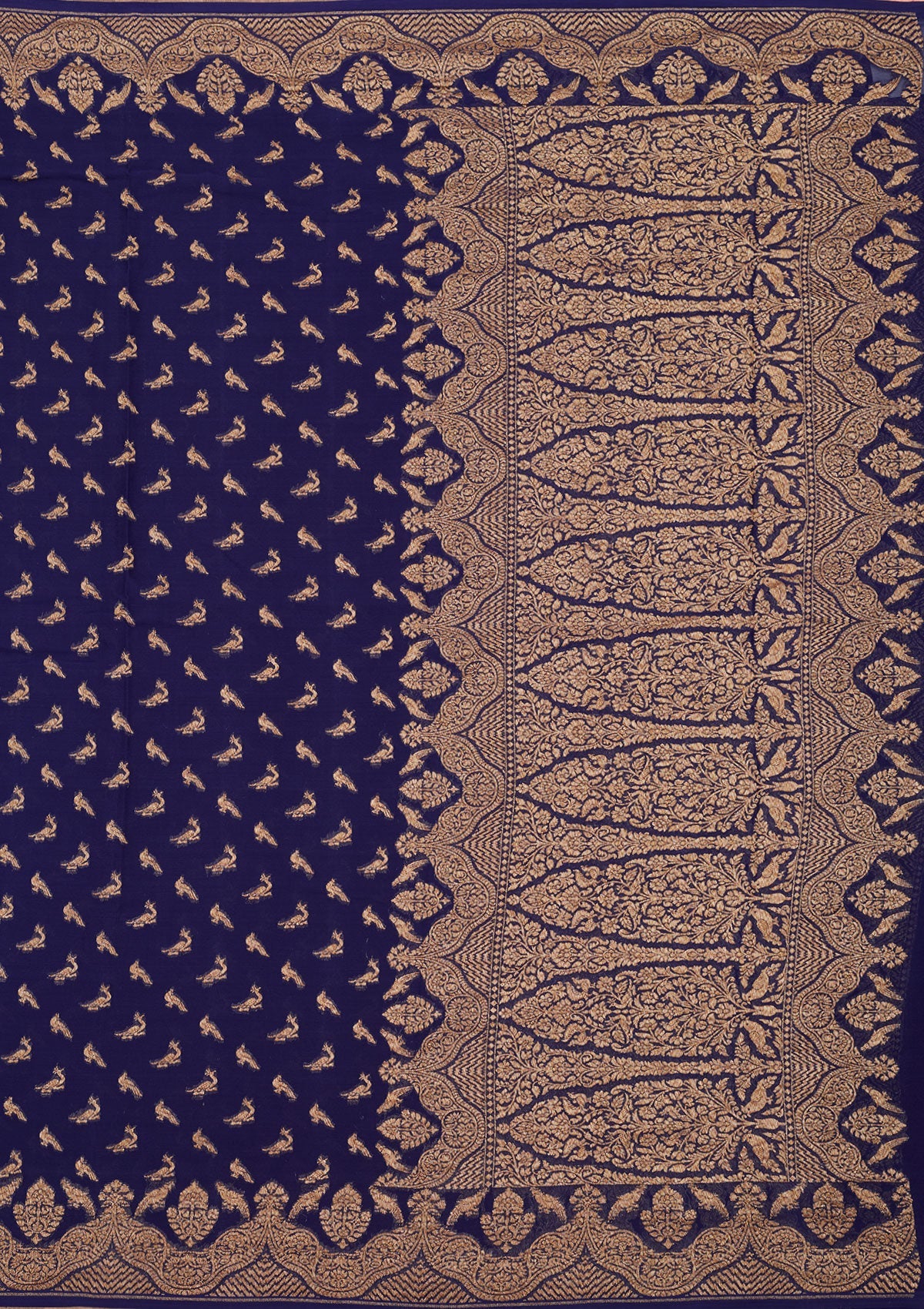 Royal Blue Zariwork Pure Silk Saree-Koskii