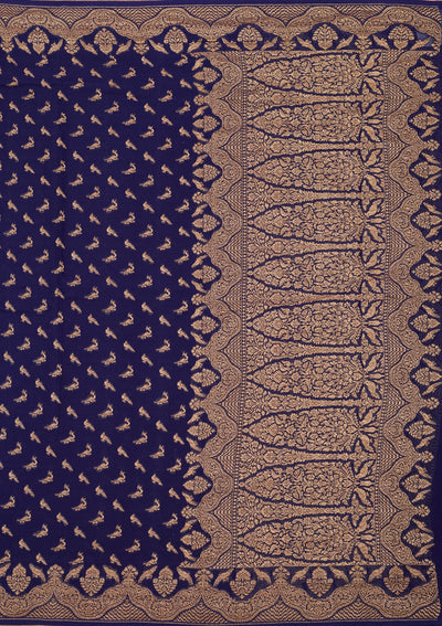 Royal Blue Zariwork Pure Silk Saree-Koskii