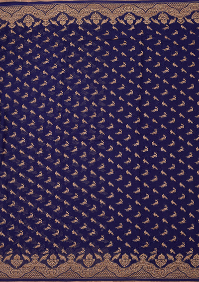 Royal Blue Zariwork Pure Silk Saree-Koskii