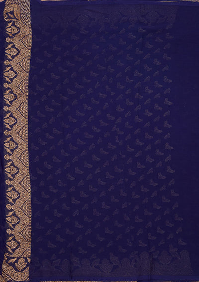 Royal Blue Zariwork Pure Silk Saree-Koskii