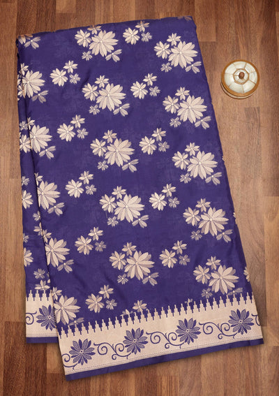 Royal Blue Zariwork Pure Silk Saree-Koskii