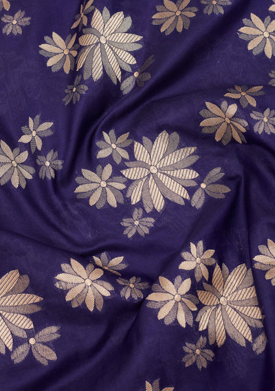 Royal Blue Zariwork Pure Silk Saree-Koskii