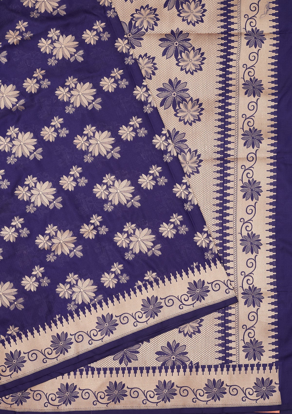Royal Blue Zariwork Pure Silk Saree-Koskii