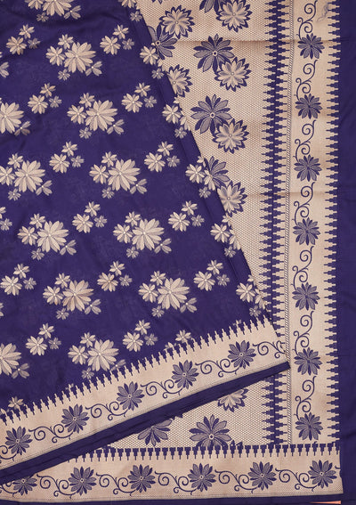 Royal Blue Zariwork Pure Silk Saree-Koskii