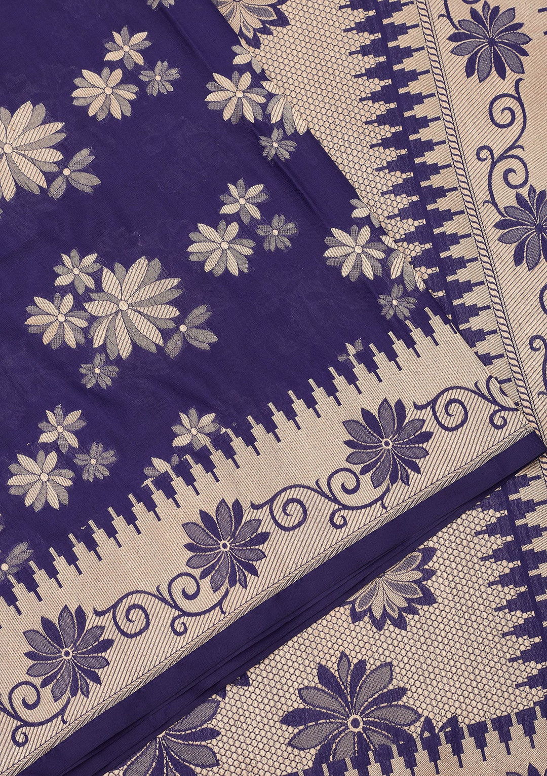 Royal Blue Zariwork Pure Silk Saree-Koskii