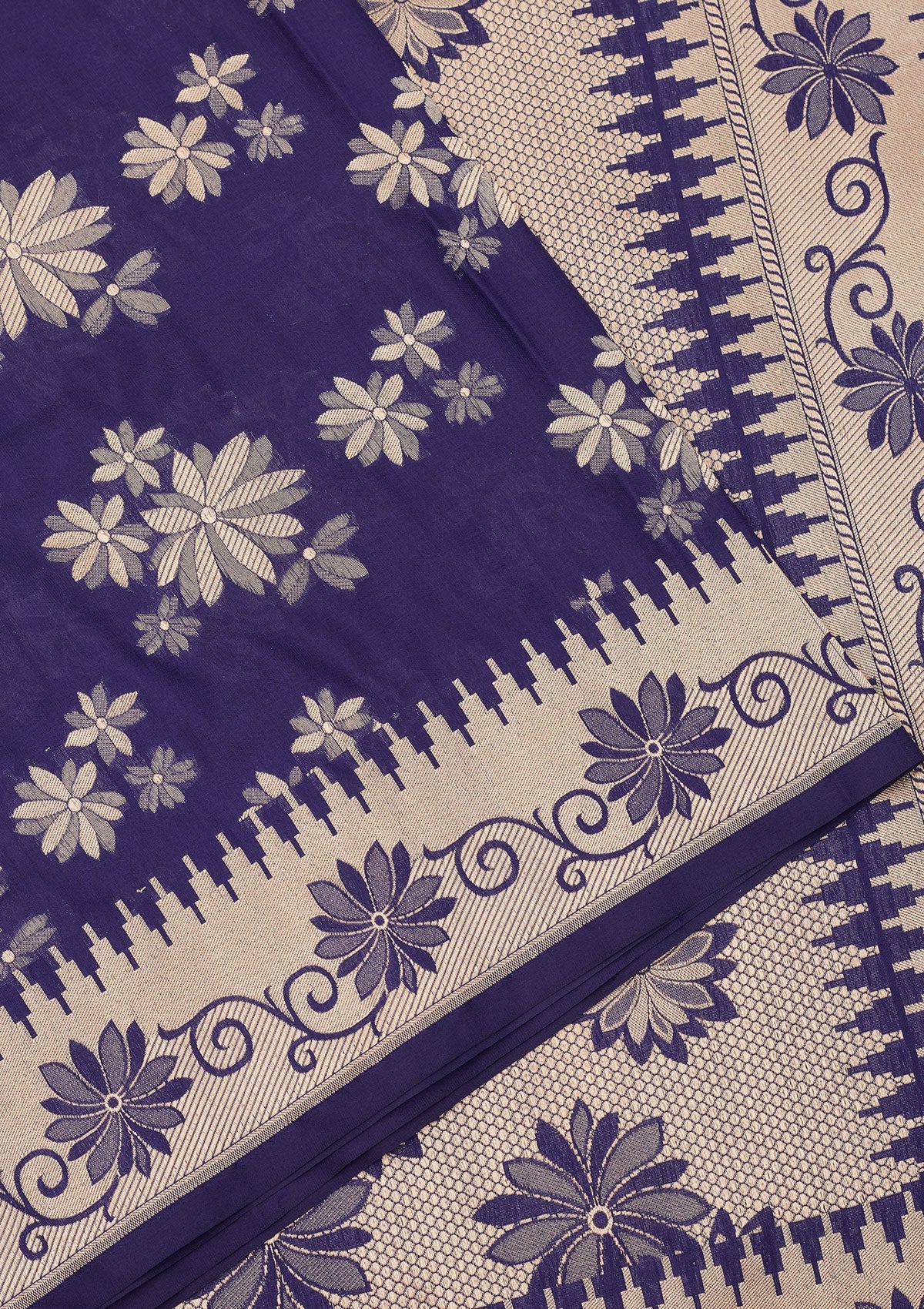 Royal Blue Zariwork Pure Silk Saree-Koskii