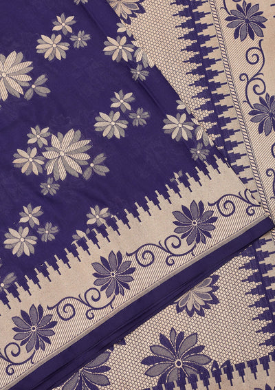 Royal Blue Zariwork Pure Silk Saree-Koskii