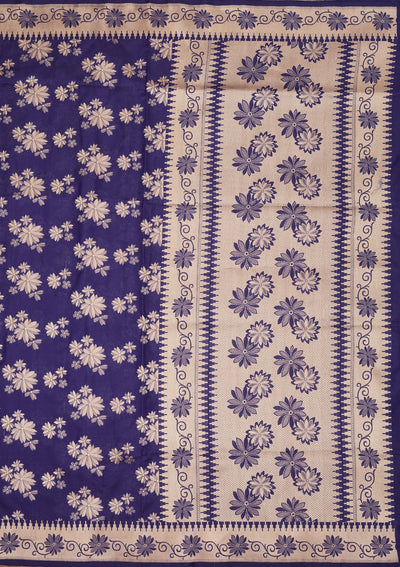 Royal Blue Zariwork Pure Silk Saree-Koskii