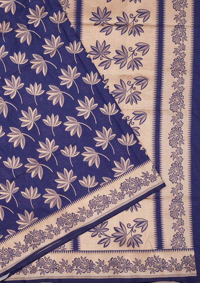 Royal Blue Zariwork Pure Silk Saree-Koskii