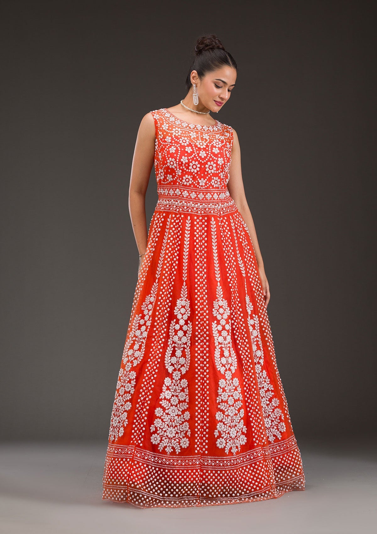 Rust Pearlwork Net Gown-Koskii