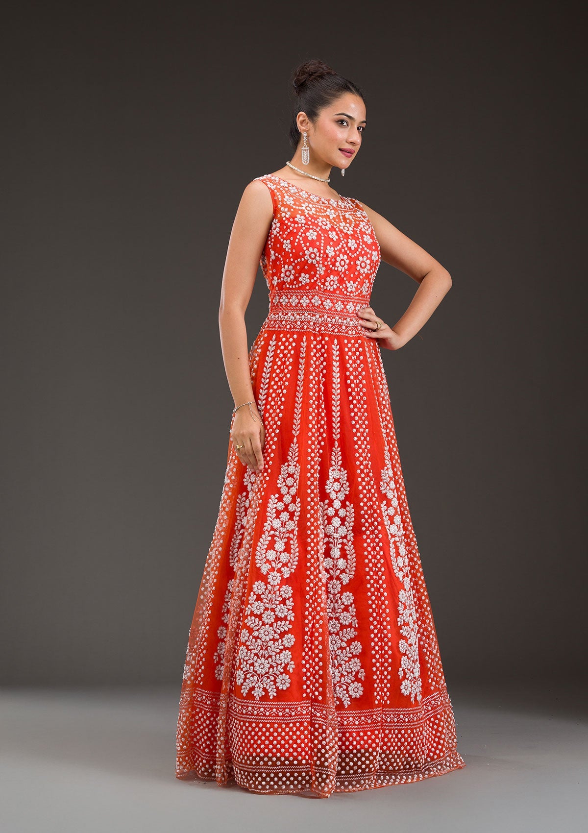 Rust Pearlwork Net Gown-Koskii