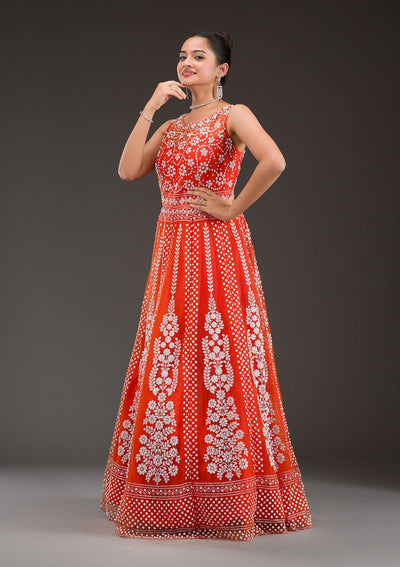 Rust Pearlwork Net Gown-Koskii