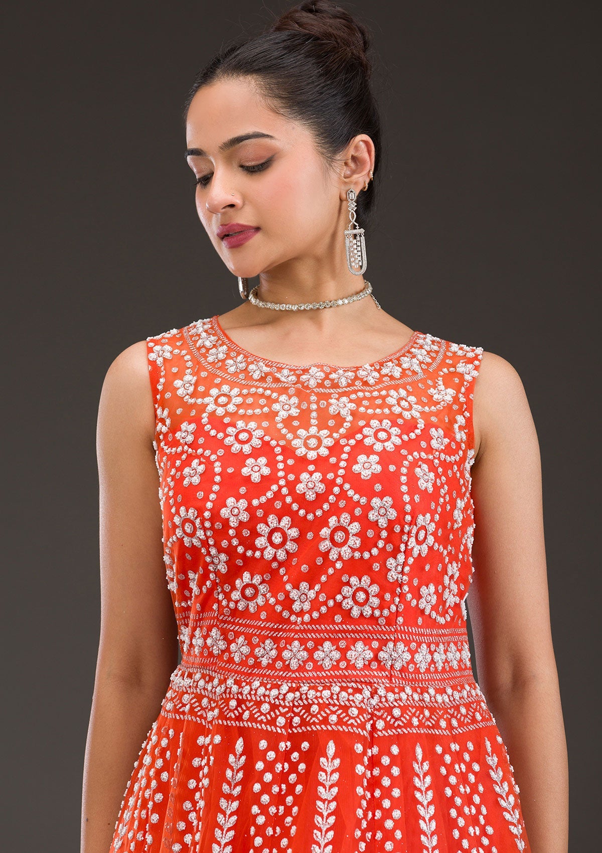 Rust Pearlwork Net Gown-Koskii