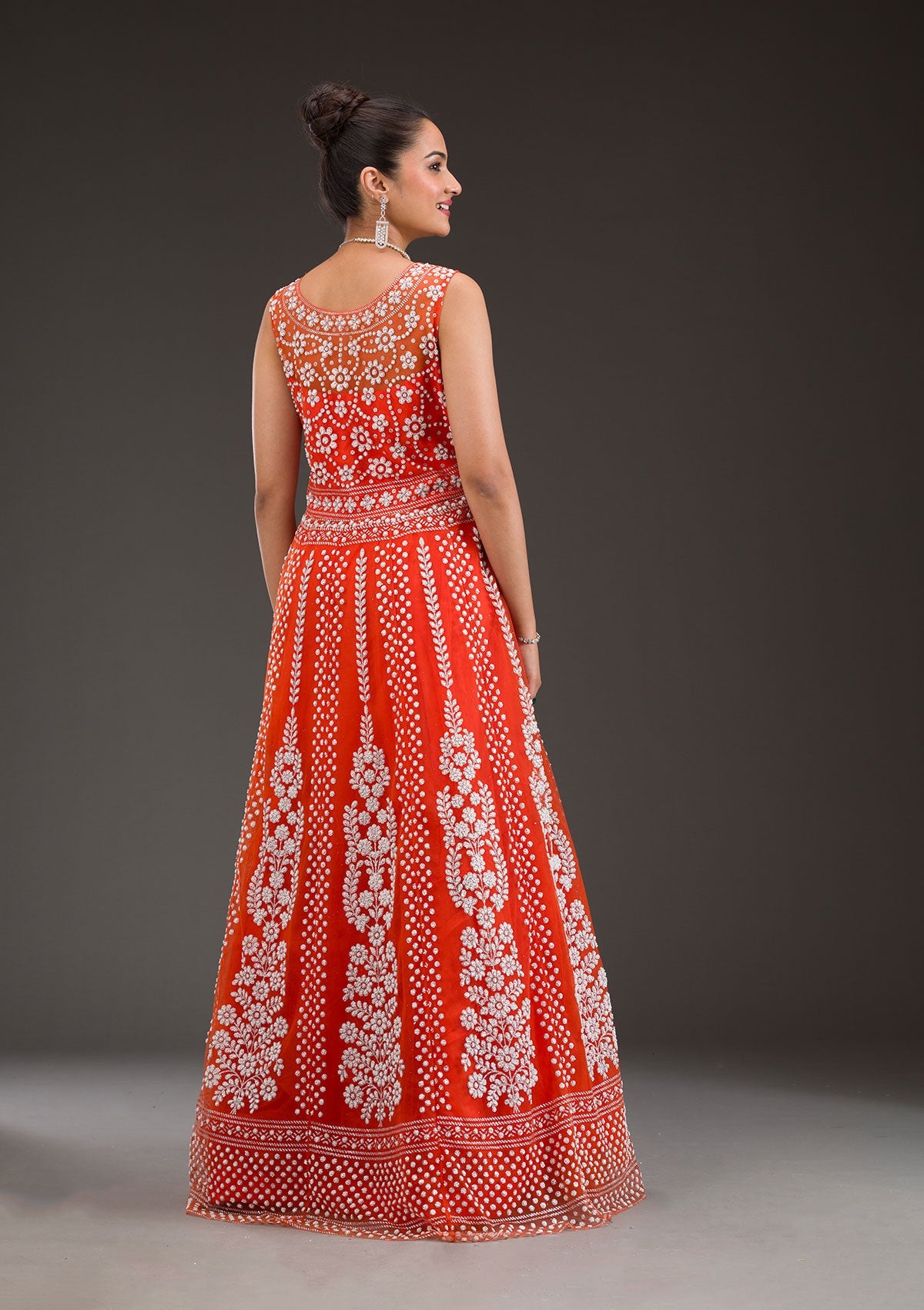 Rust Pearlwork Net Gown-Koskii