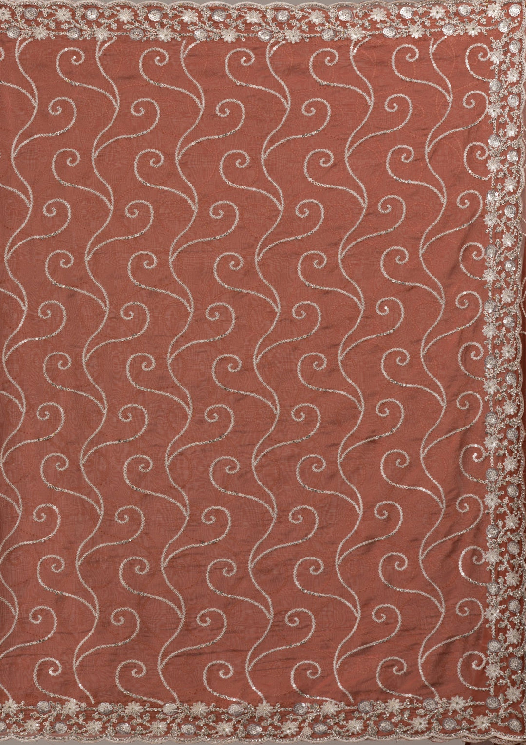 Rust Sequins Georgette Saree-Koskii
