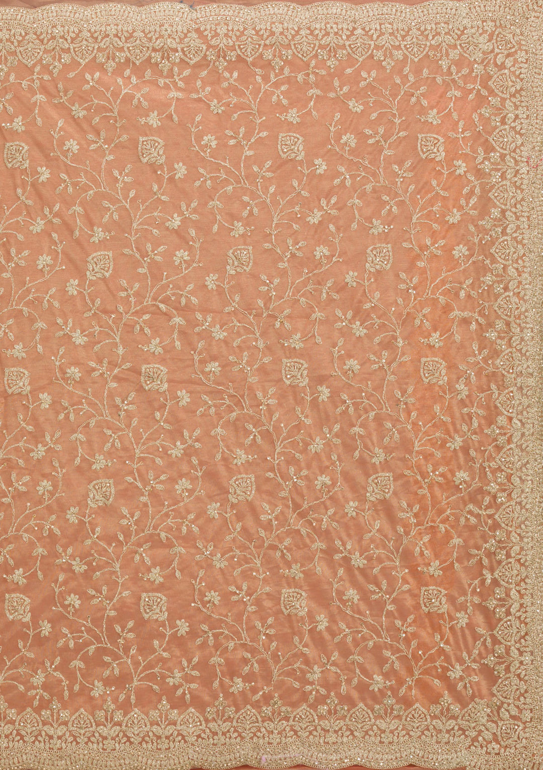 Rust Sequins Tissue Saree