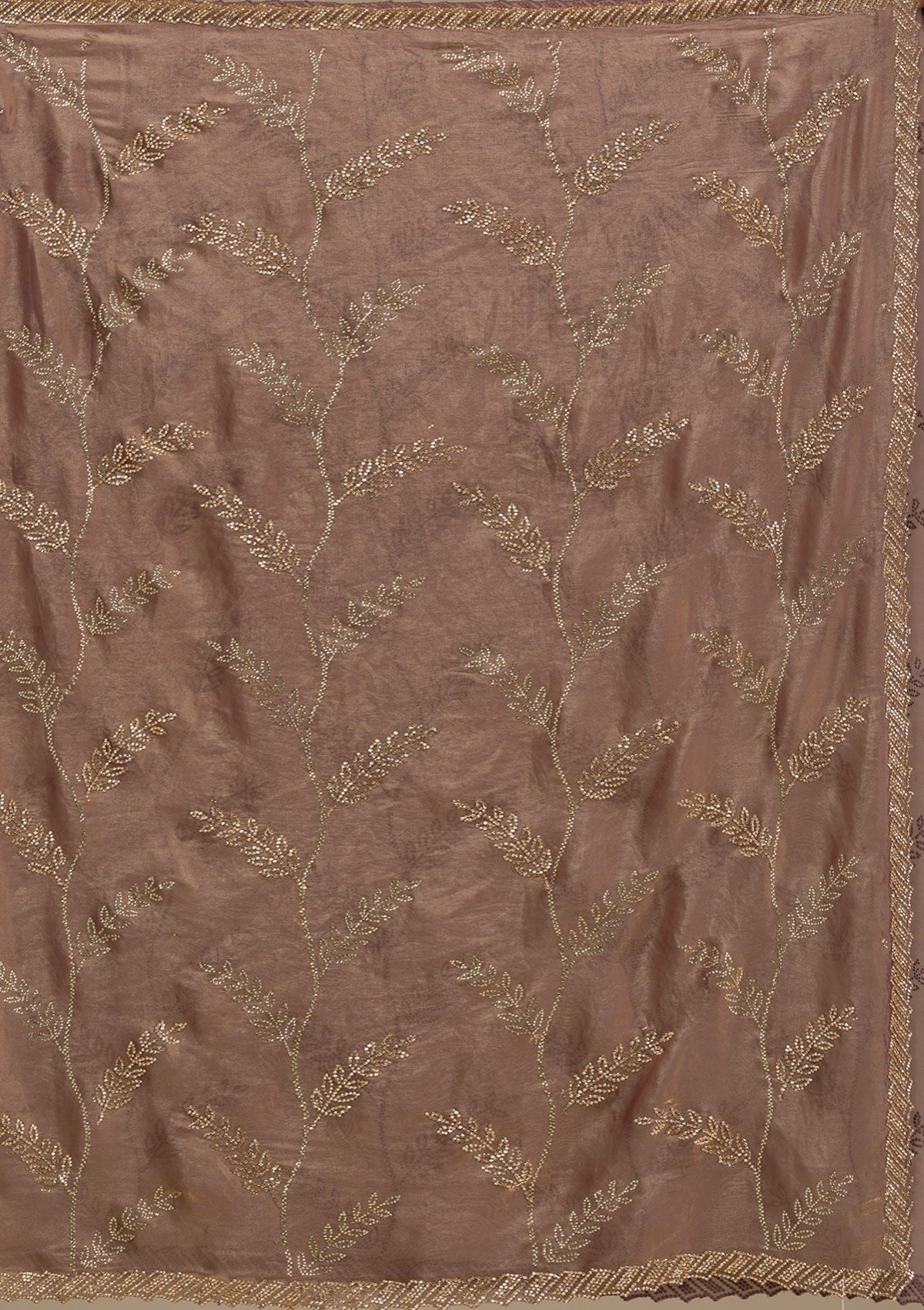 Rust Stonework Satin Saree-Koskii