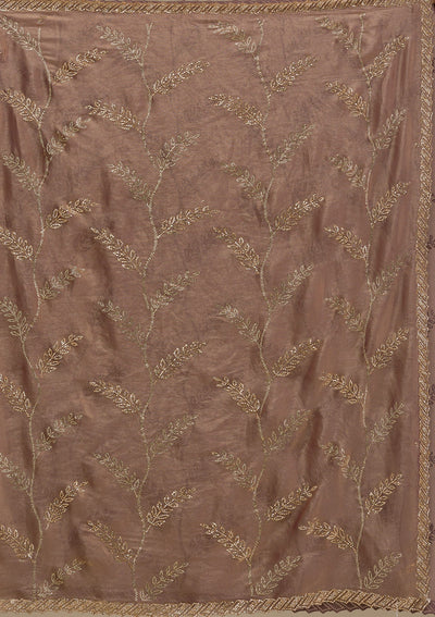 Rust Stonework Satin Saree-Koskii