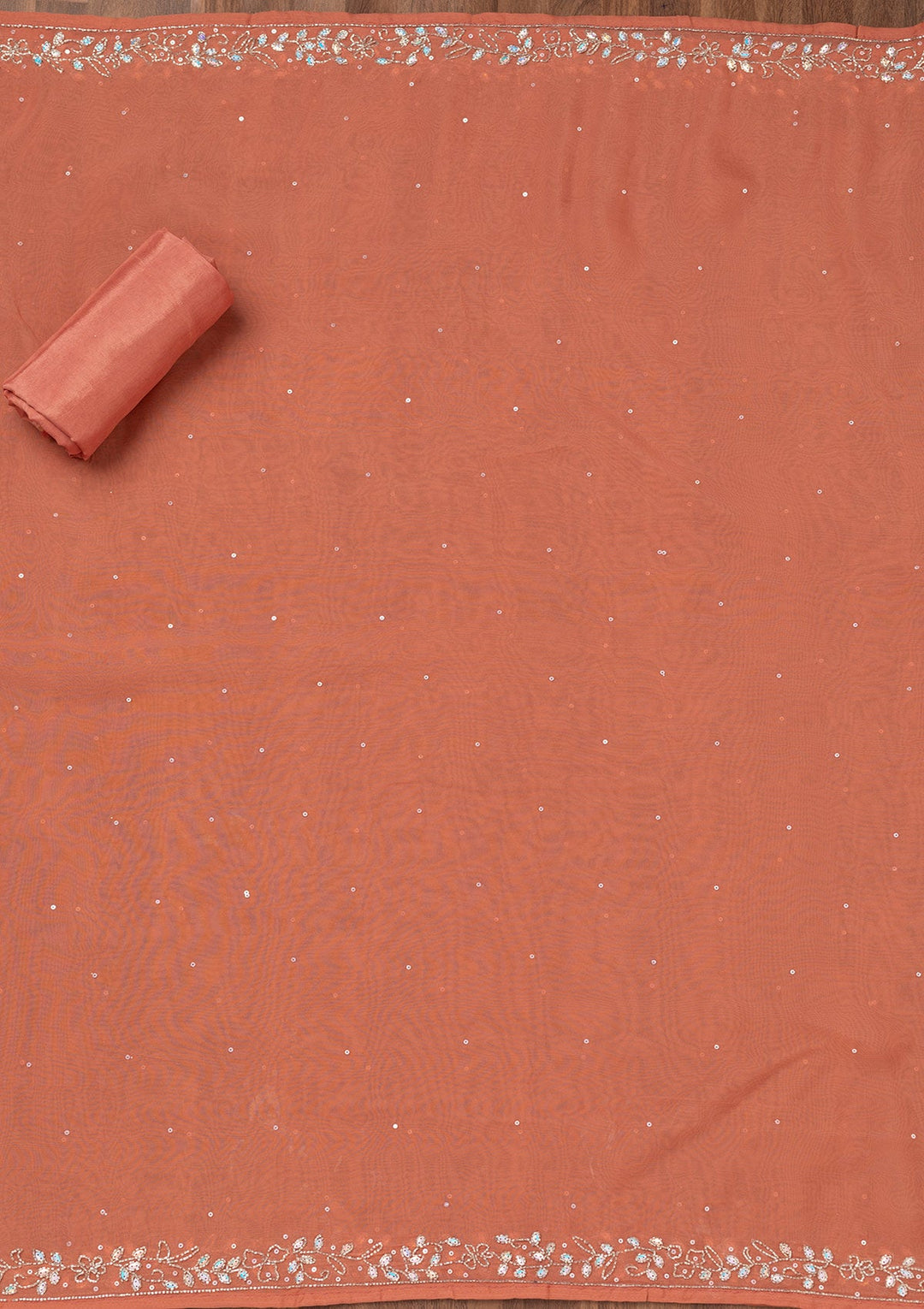 Rust Stonework Tissue Unstitched Salwar Suit-Koskii