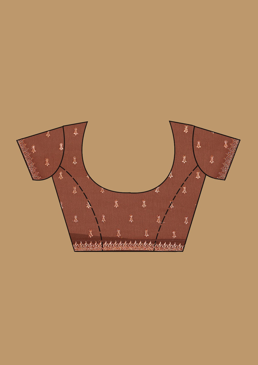 Rust Zariwork Chiffon Saree