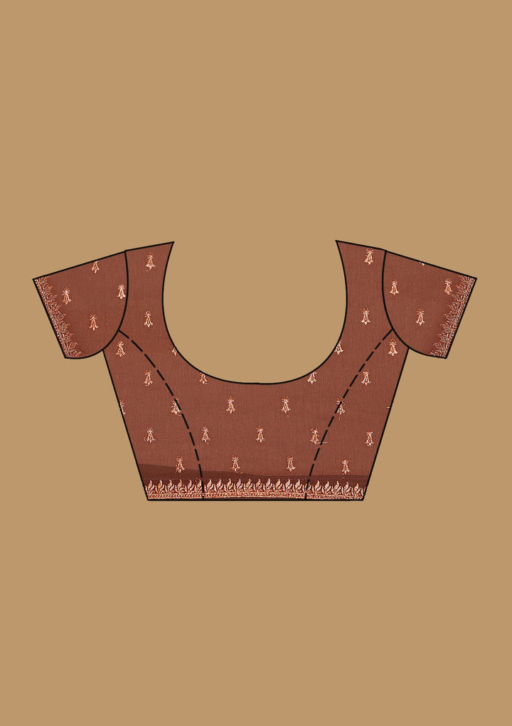 Rust Zariwork Chiffon Saree