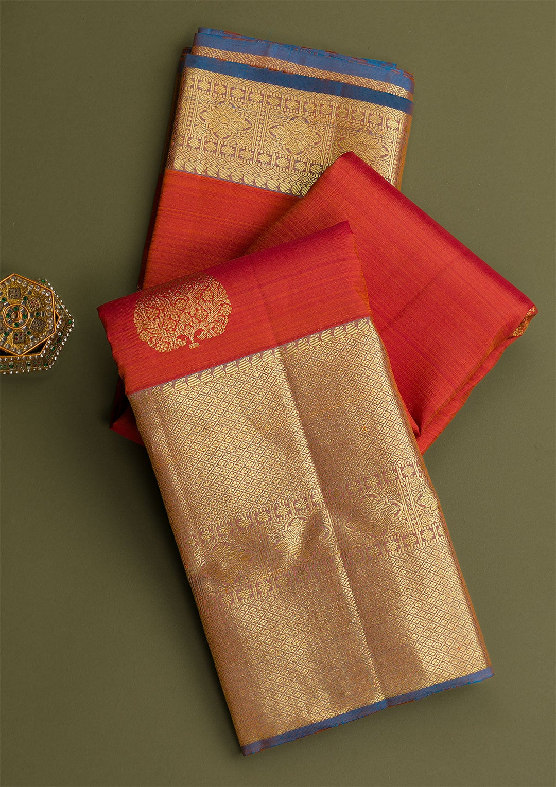 Rust Gold Zariwork Pure Silk Saree - Koskii