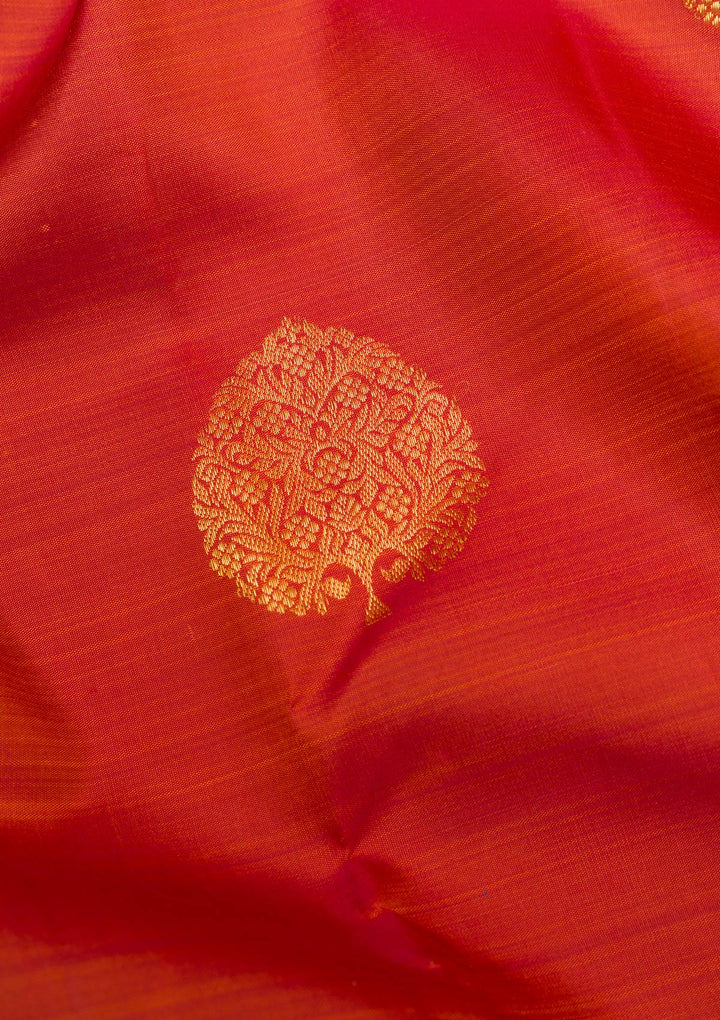 Rust Gold Zariwork Pure Silk Saree - Koskii