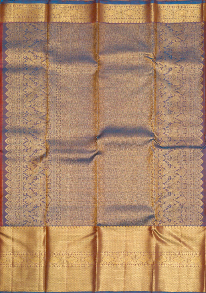 Rust Gold Zariwork Pure Silk Saree - Koskii