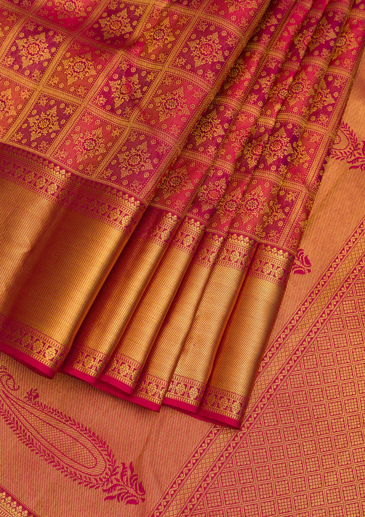 Maroon Zariwork Pure Silk Saree-Koskii