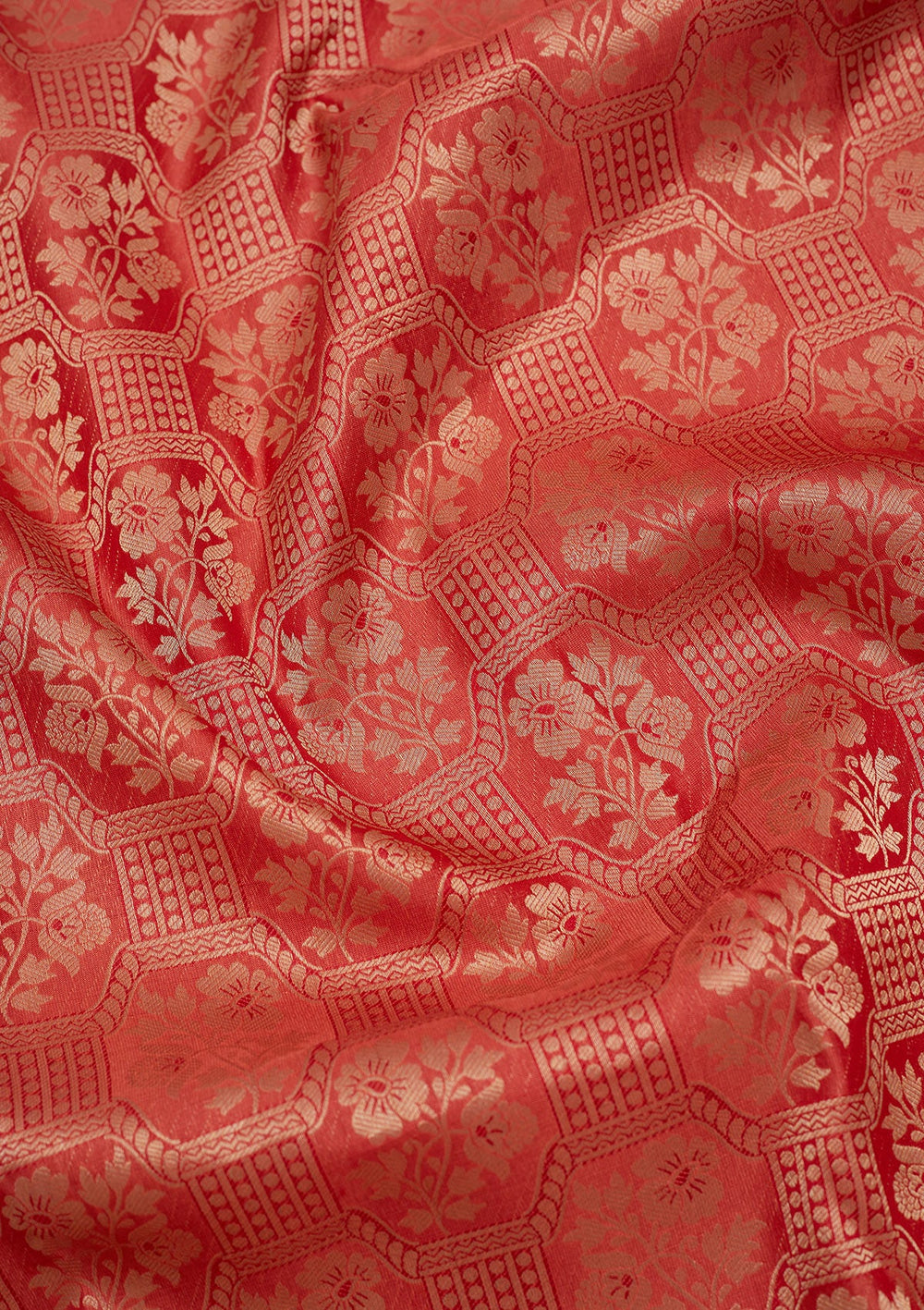 Rust Zariwork Pure Silk Saree-Koskii