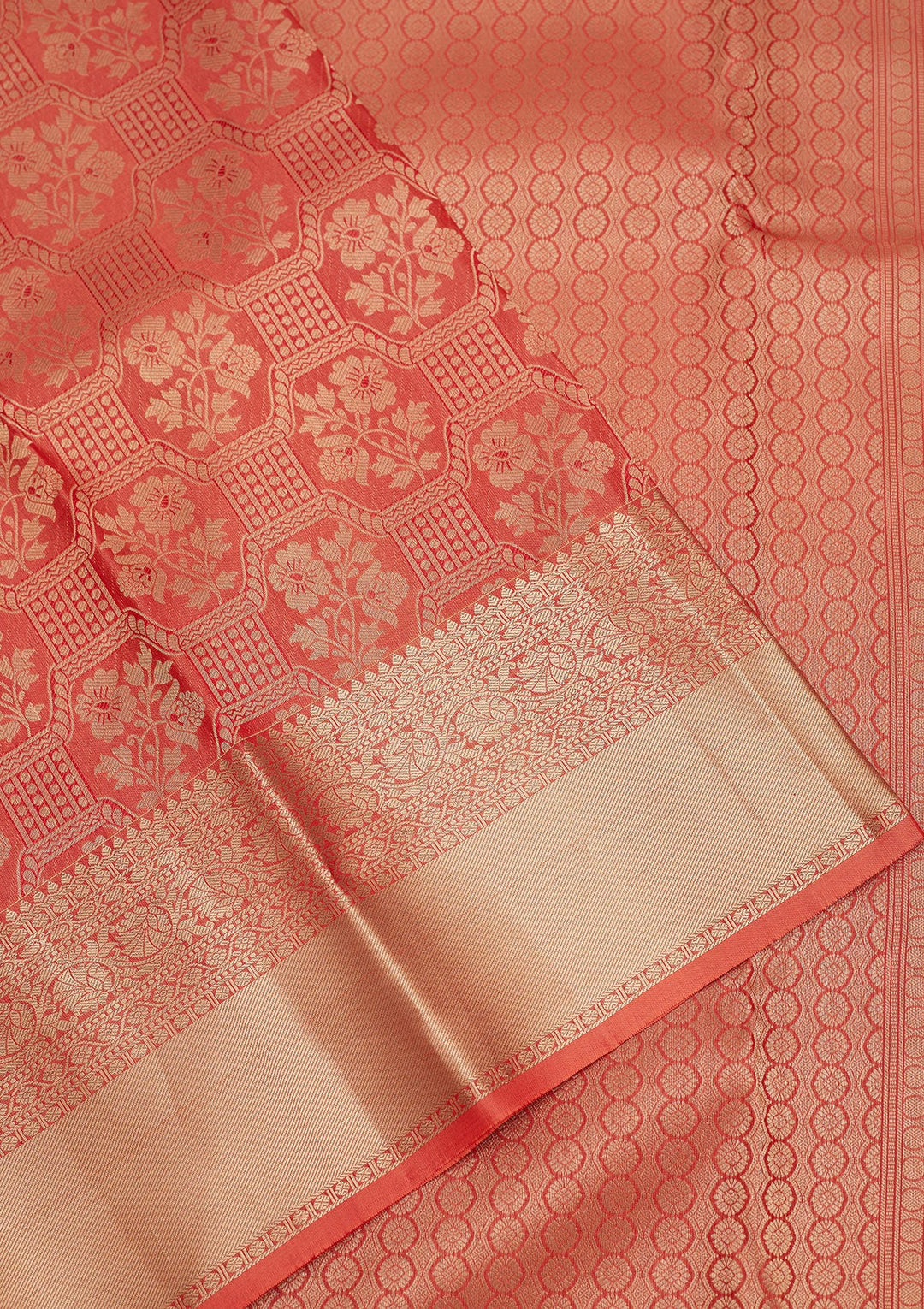 Rust Zariwork Pure Silk Saree-Koskii