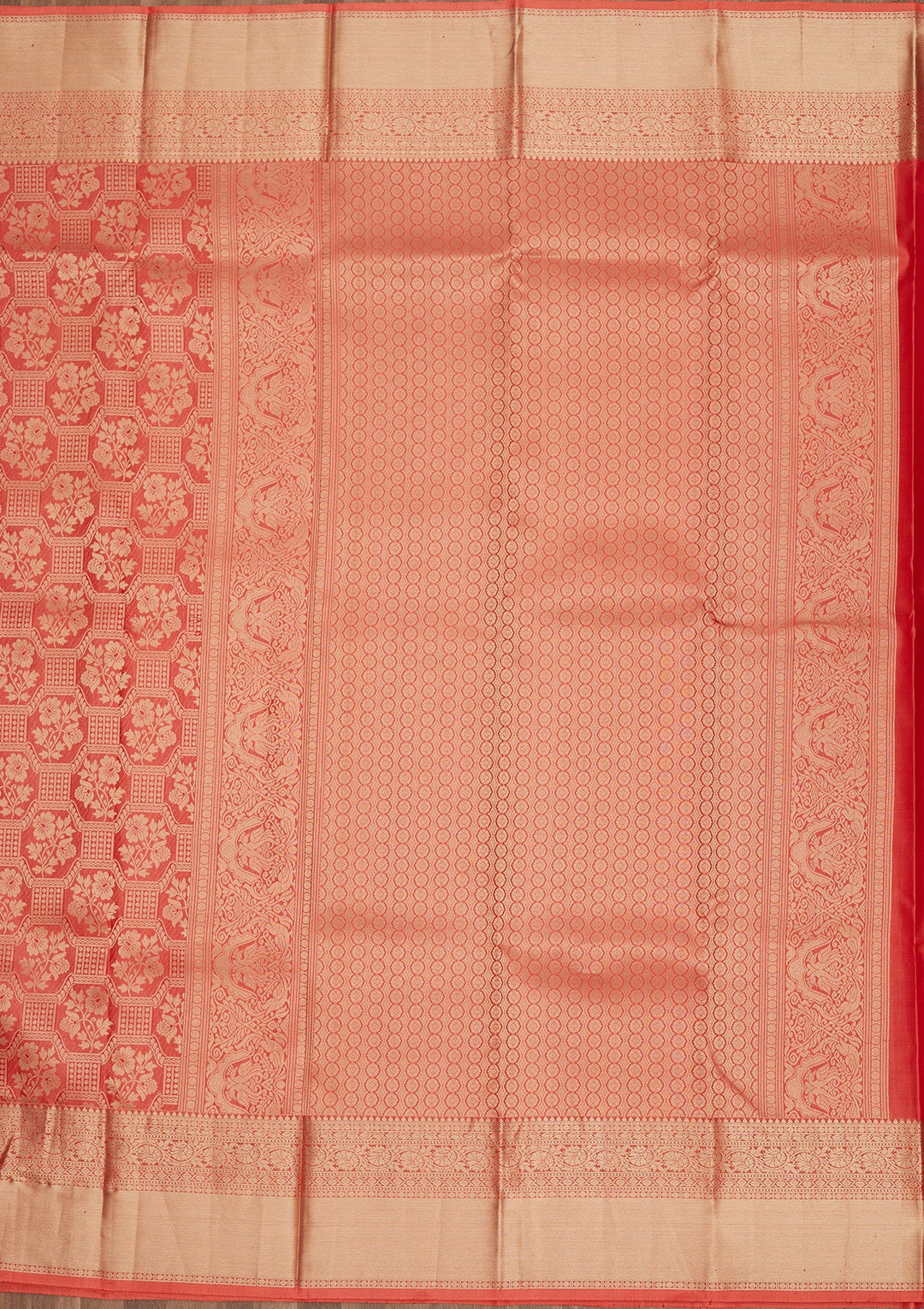 Rust Zariwork Pure Silk Saree-Koskii