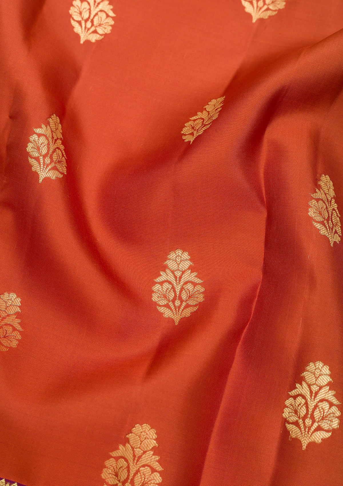 Rust Zariwork Pure Silk Saree-Koskii