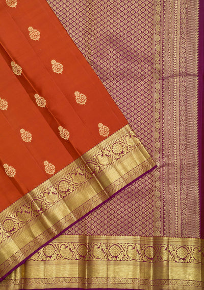 Rust Zariwork Pure Silk Saree-Koskii